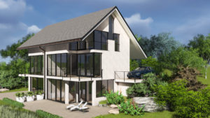 3D CAD Gebäude Illustration und Bildbearbeitung