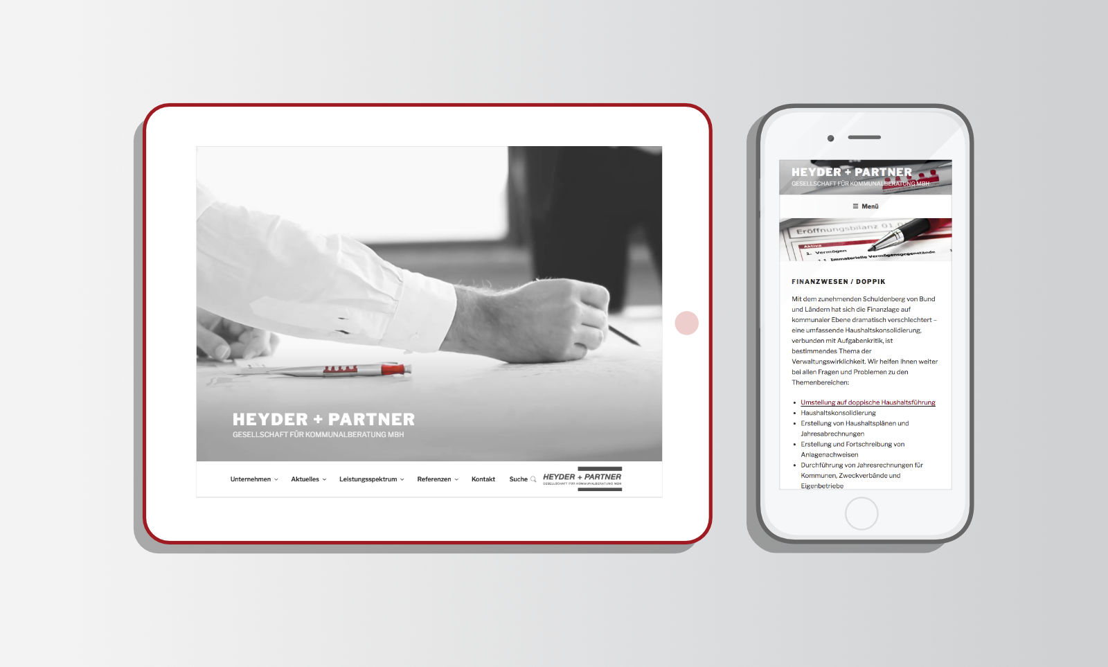Heyder + Partner Firmenwebsite