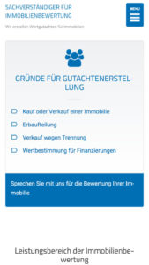 Mobile Webdesign Immobilienbewertung Tübingen