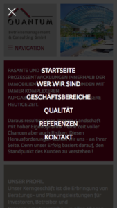 Quantum Responsive Website Menu