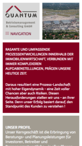 Quantum mobile Website Startseite